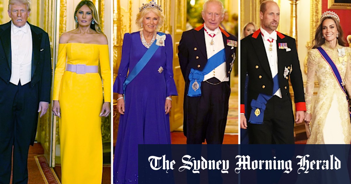 Donald Trump and royals arrive for state banquet